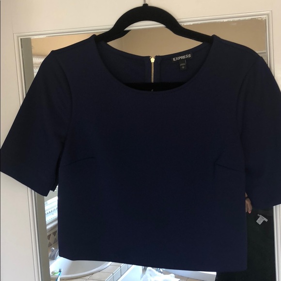 Blue Express crop top with gold zipper - Picture 2 of 4